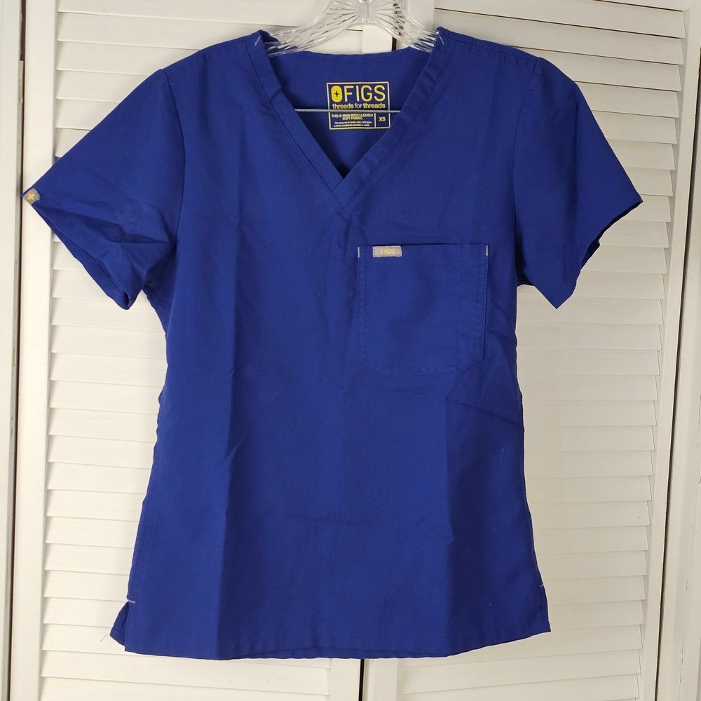 Figs‎ Womens Blue Cabral One Pocket Scrub Top XS